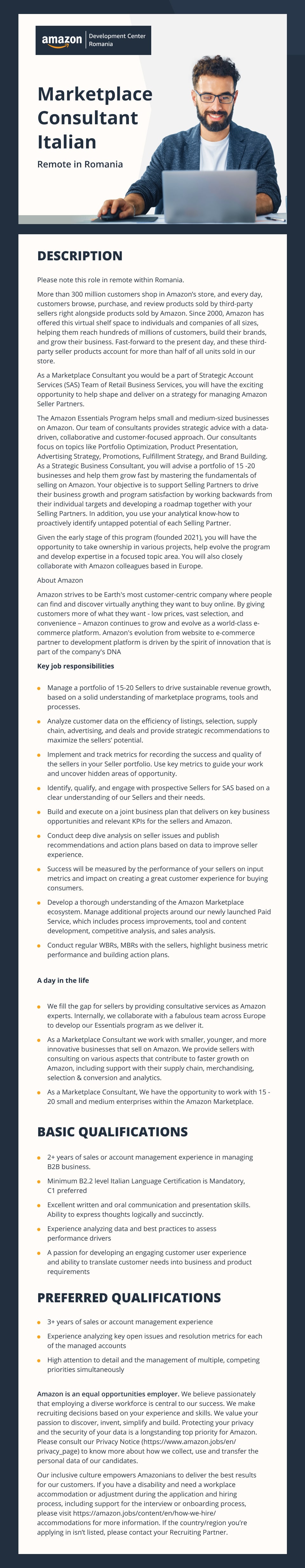 Marketplace Consultant - Italian, Strategic Account Services