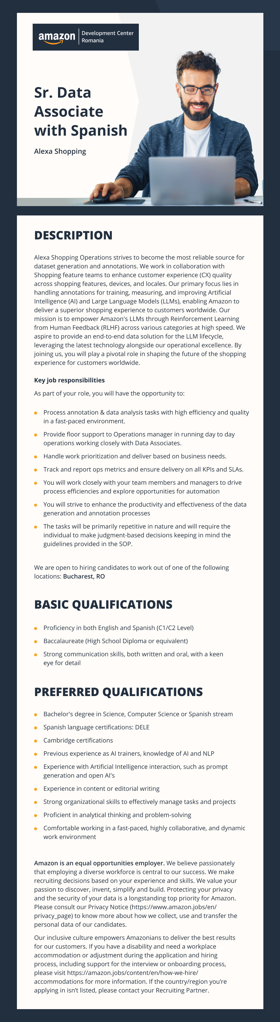 Sr. Data Associate with Spanish, Alexa Shopping
