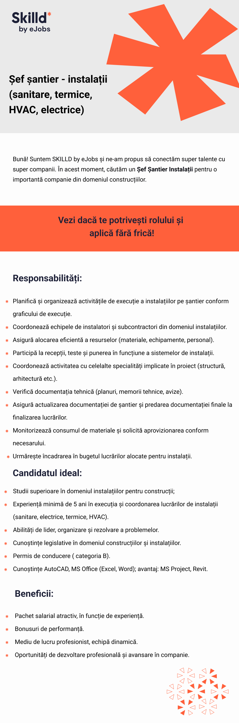 Sef santier instalatii pentru constructii