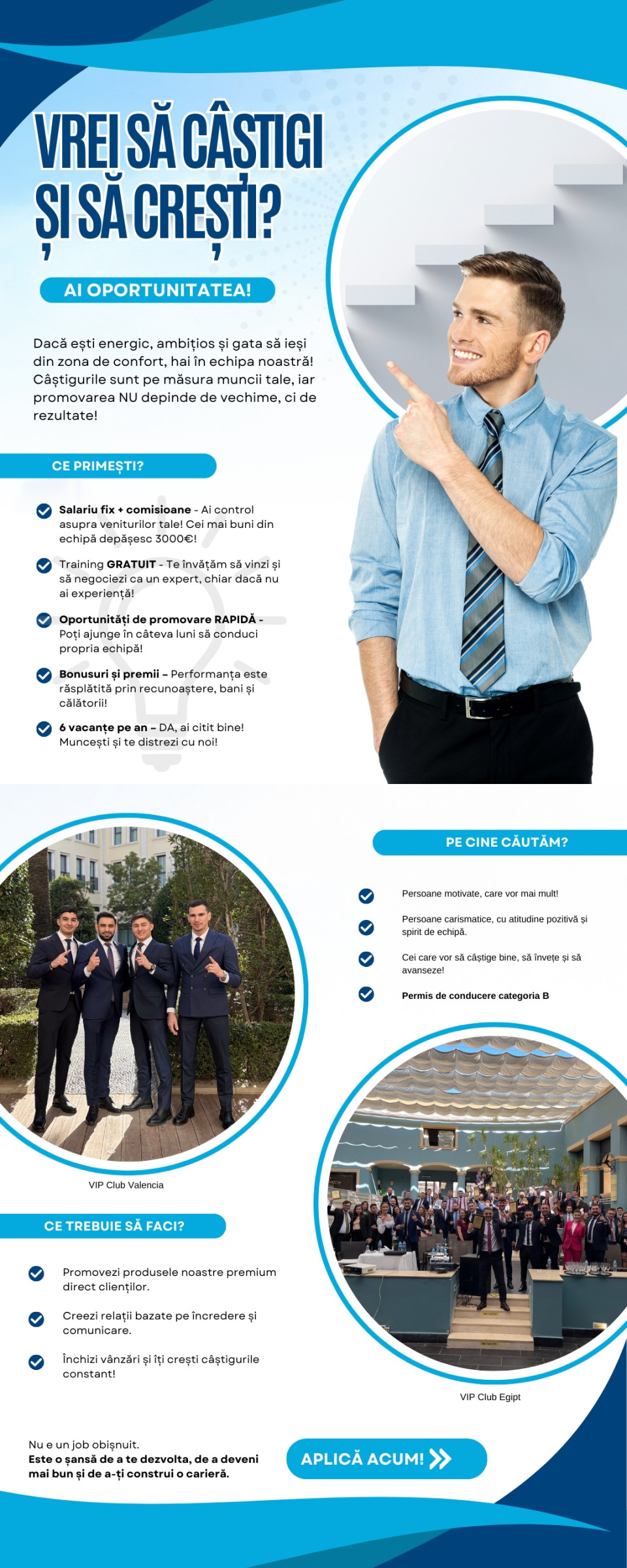 Agent Vanzari | Program promovare | 600–3000€ + Vacante