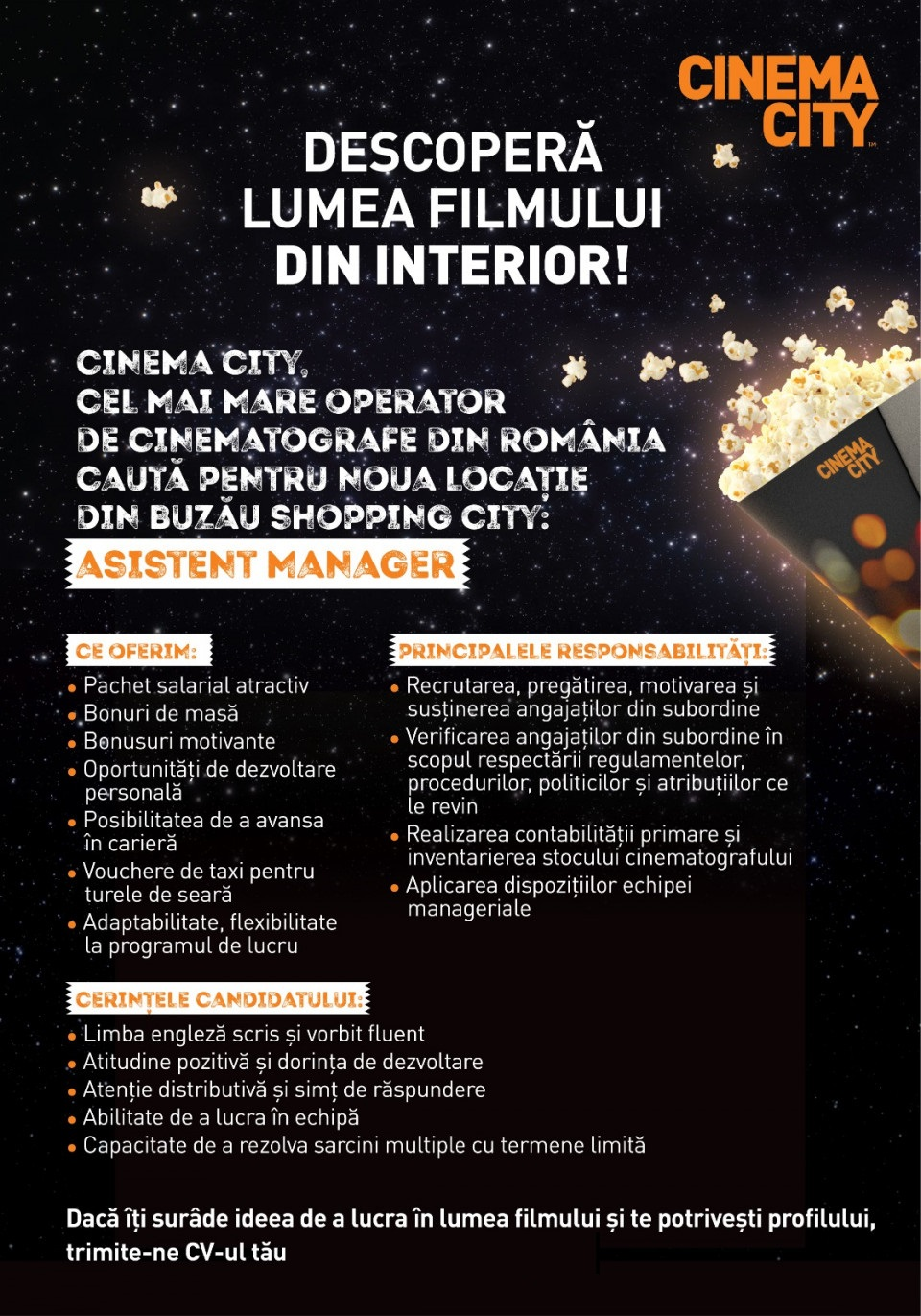 Asistent Manager - Cinema City - Targu Mures