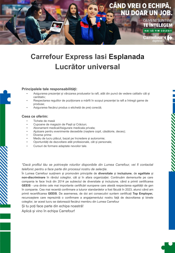 Lucrator universal Carrefour Express Iasi Esplanada