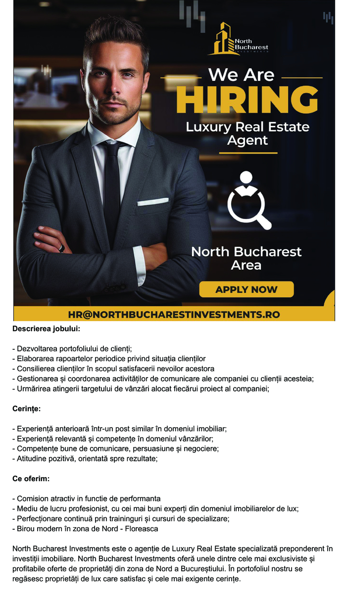 Consultant Vânzări Imobiliare