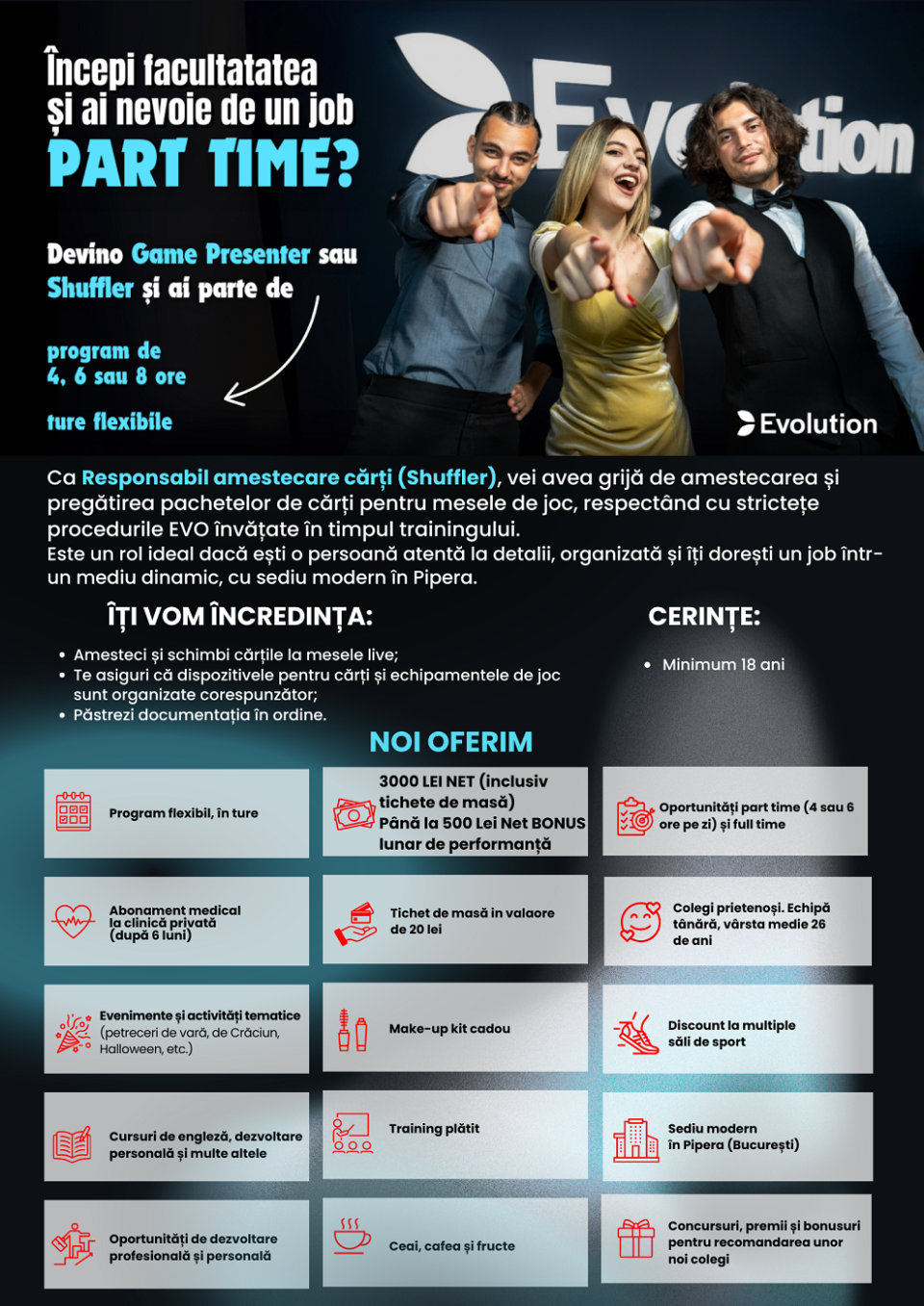 Shuffler (Responsabil amestecare cărți) 3000 RON net + BONUS