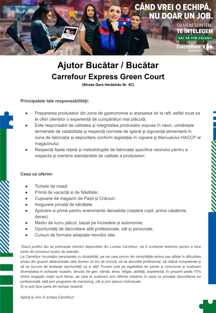 Ajutor Bucatar / Bucatar - Carrefour Express Green Court