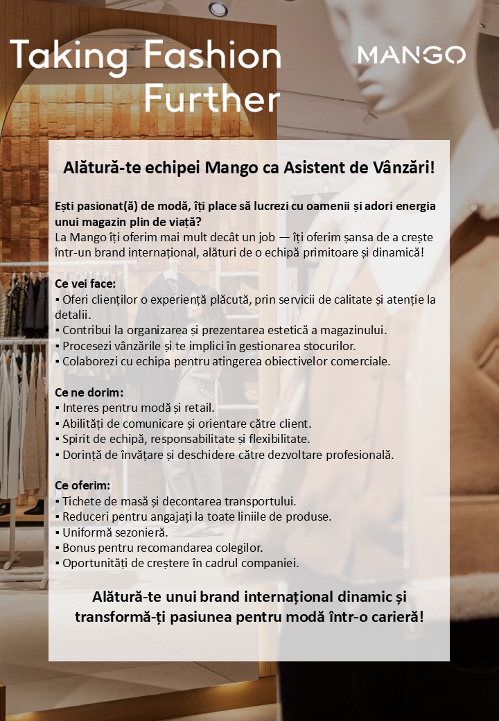 Sales Assistant / Asistent de vânzări