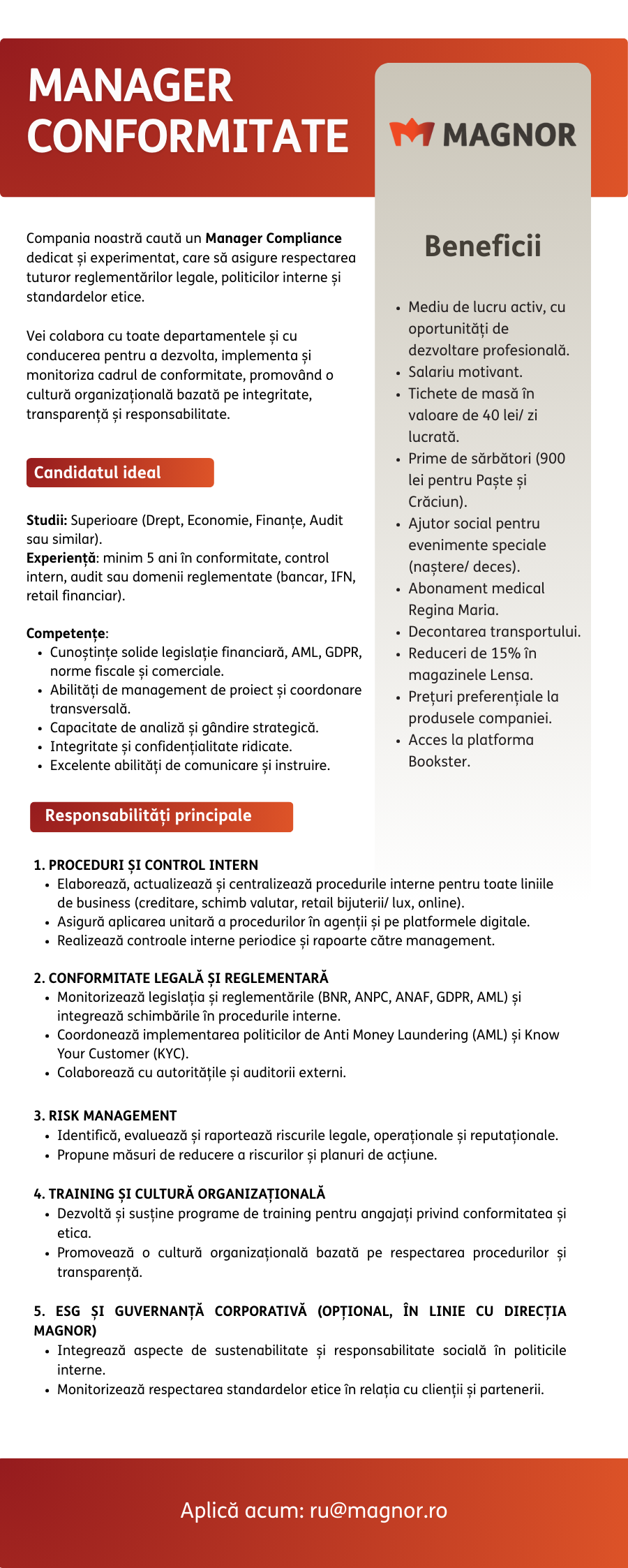 Manager de Conformitate