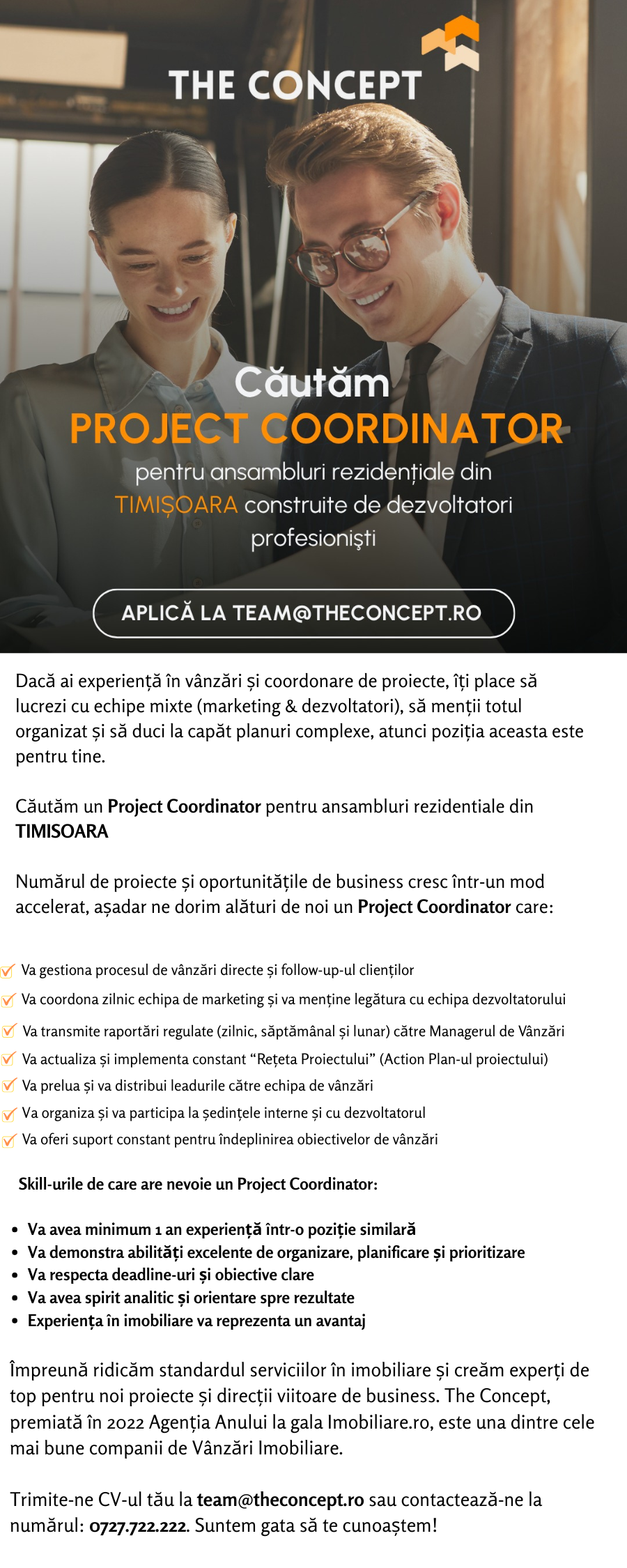 Project Coordinator ansamblu rezidential | Timisoara