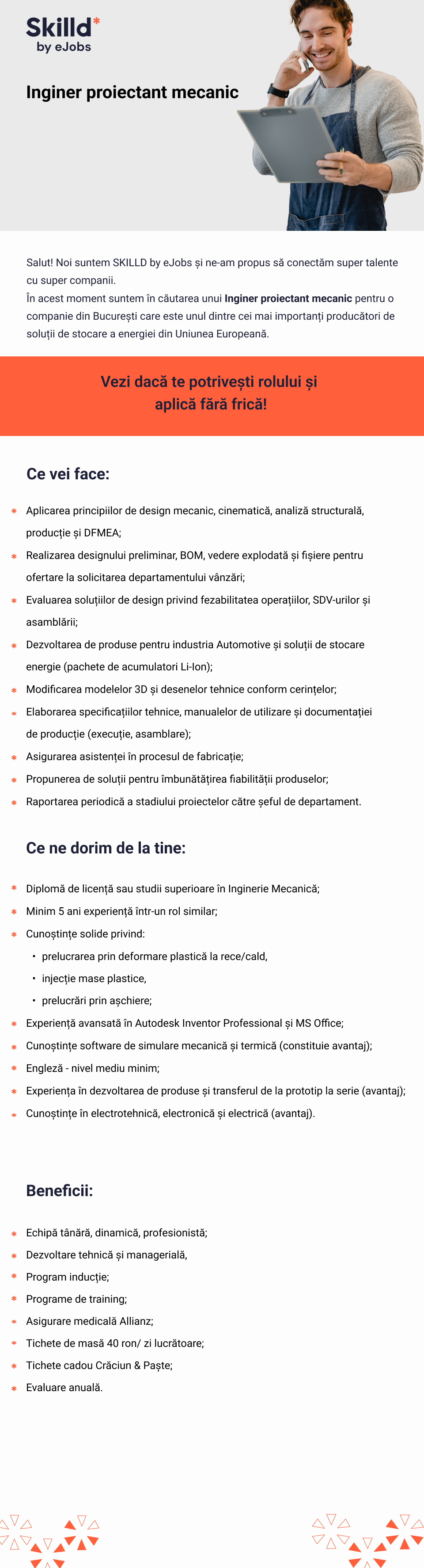 Inginer Proiectant mecanic