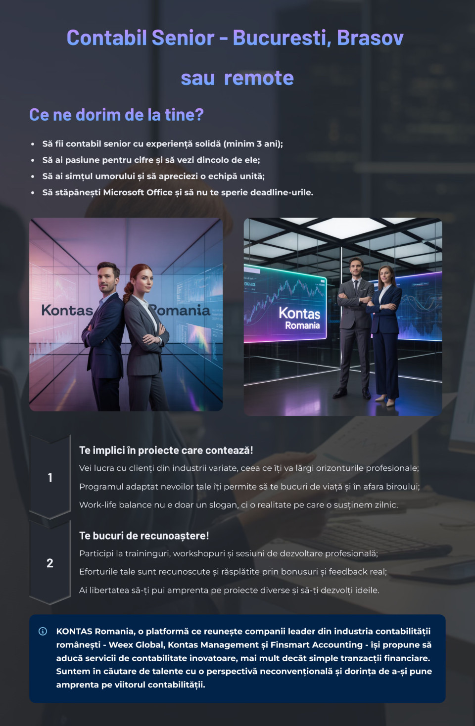 Contabil Senior Bucuresti, Brasov sau remote