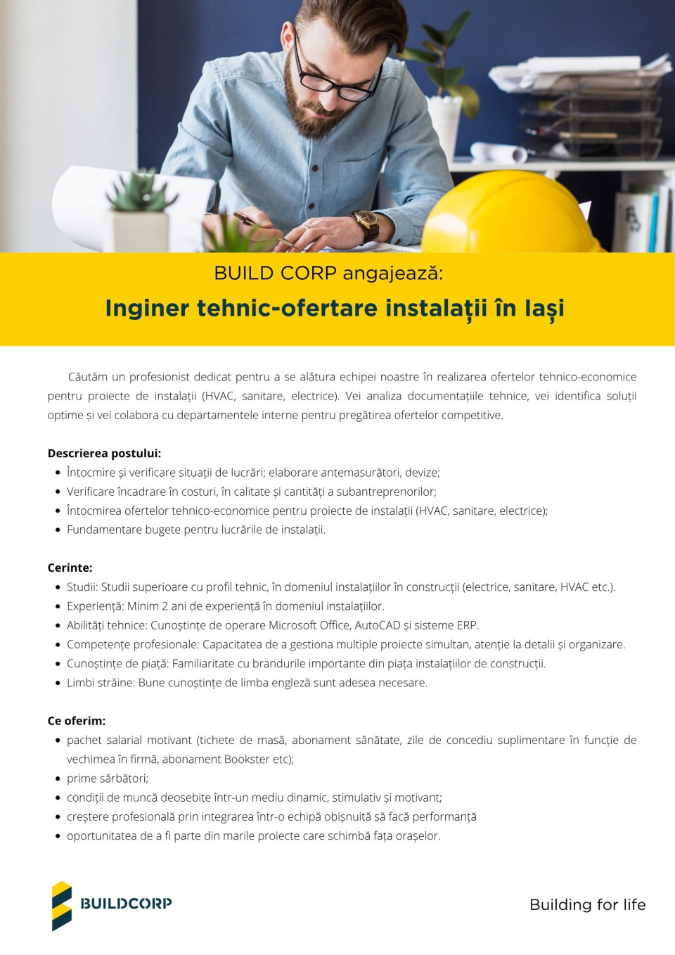 Inginer tehnic-ofertare instalatii Iasi