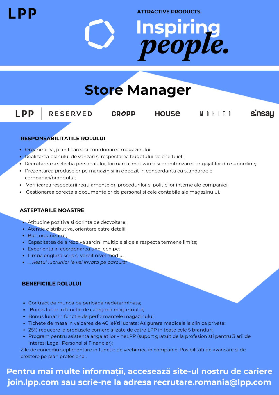 Store Manager & Sef de tura Sinsay
