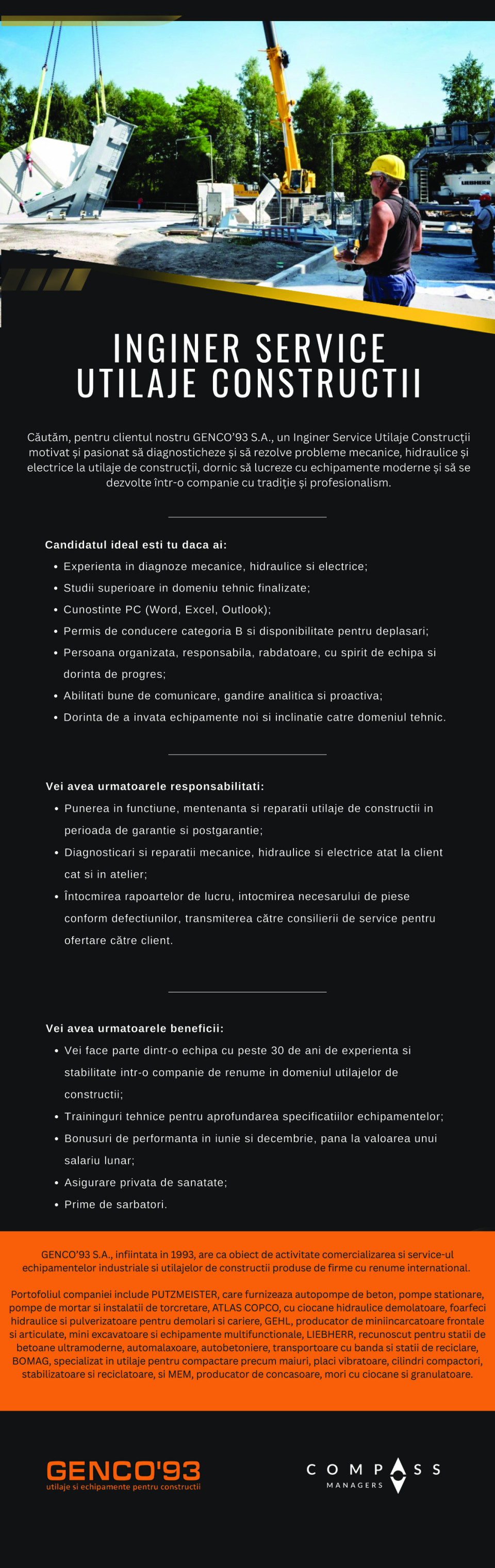 Inginer Service Utilaje Constructii Bucuresti