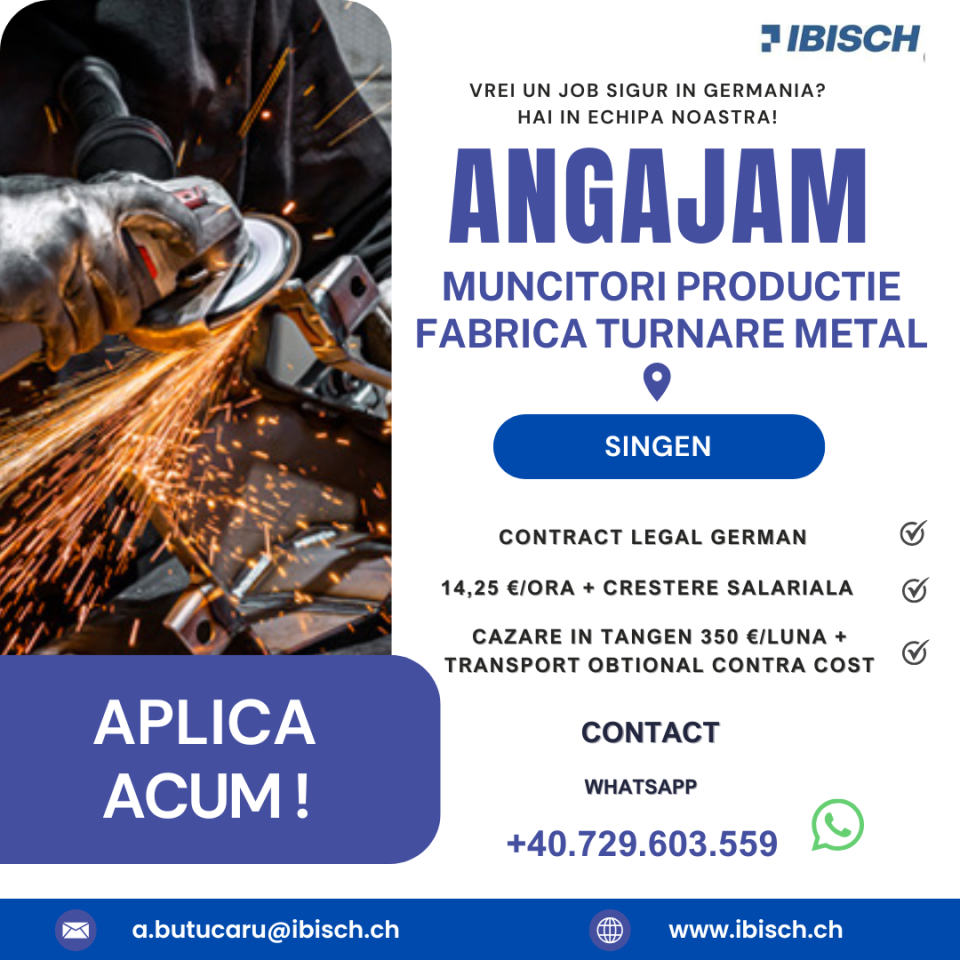 Operator Slefuire Metal - Fabrica Prelucrare Metal