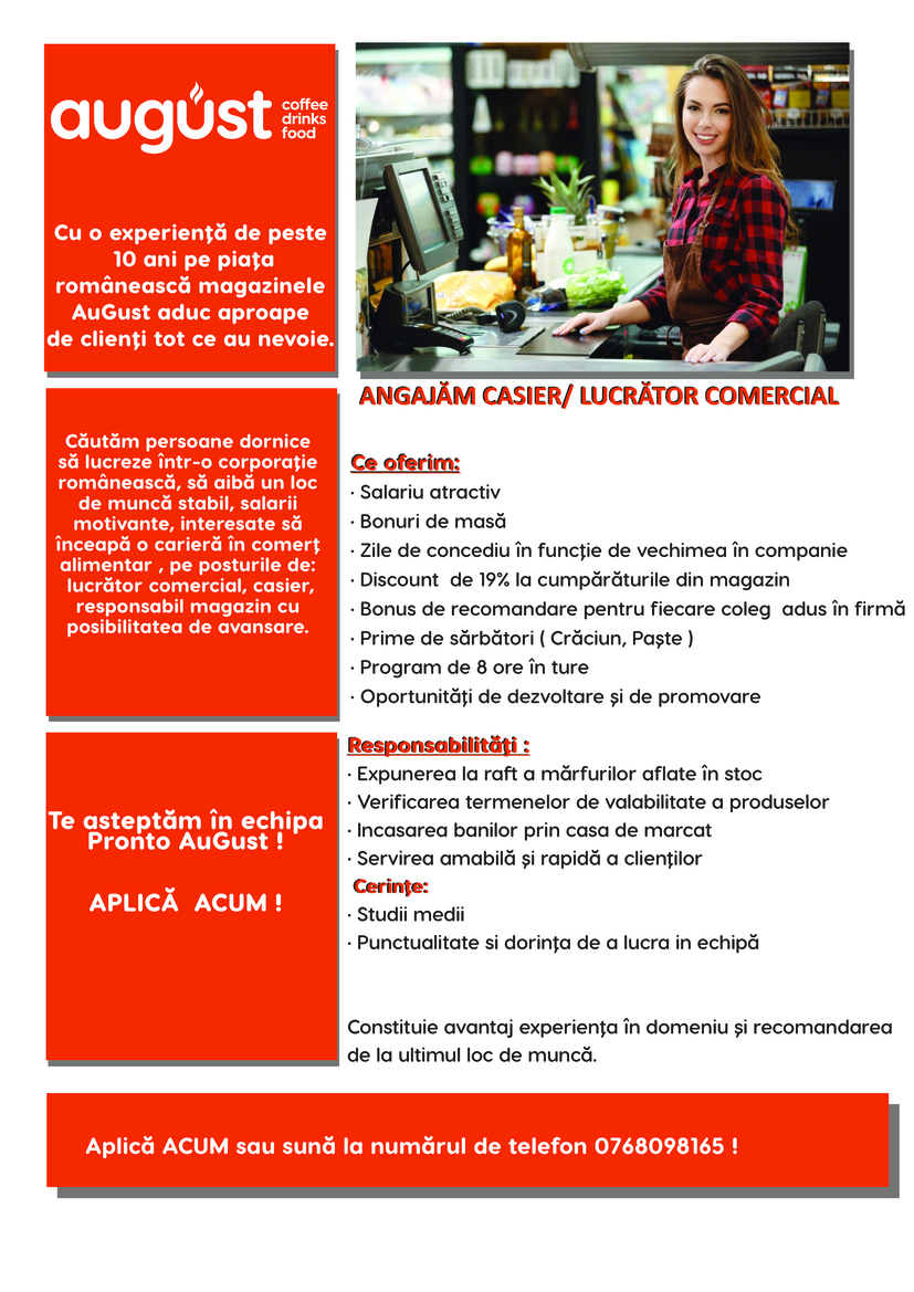 Casier / Lucrator Comercial Pipera