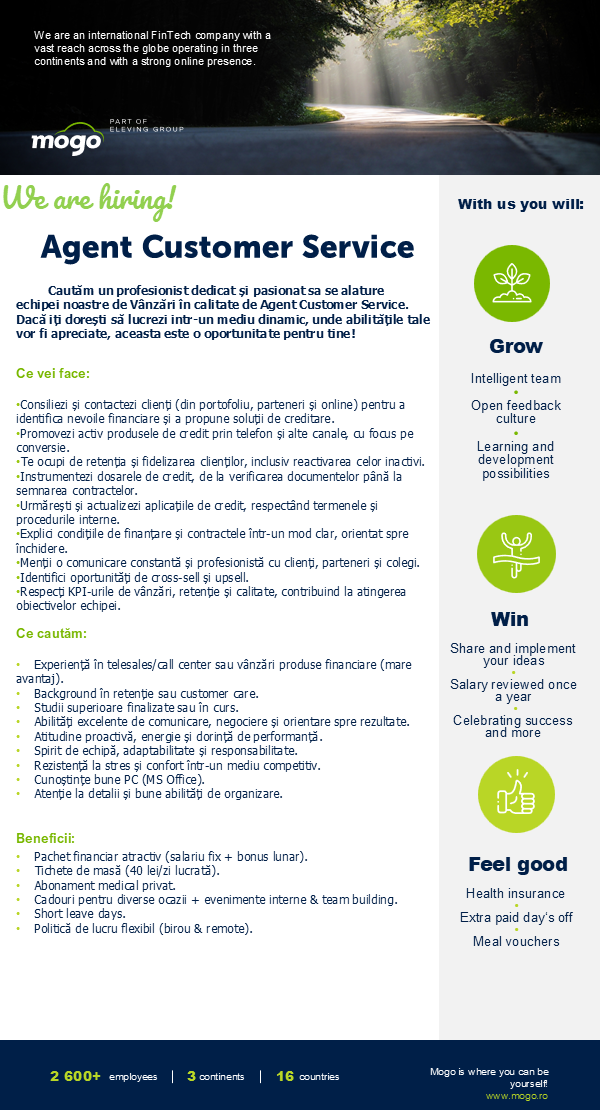 Agent Telesales - Produse de Creditare