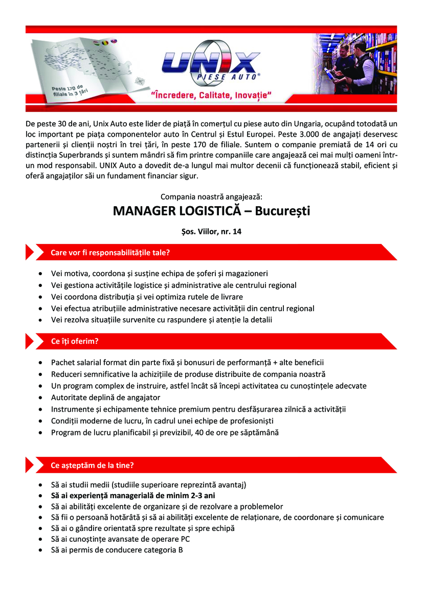 Manager logistică - București