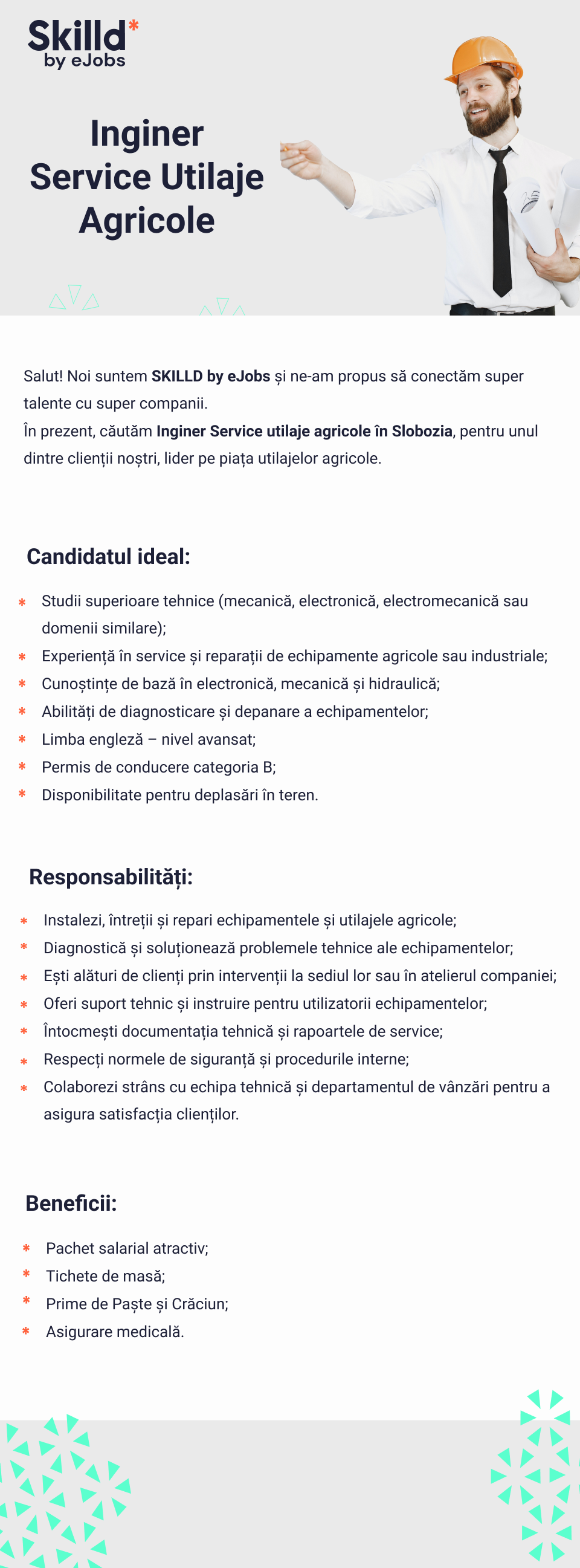 Inginer Service Utilaje Agricole - Slobozia