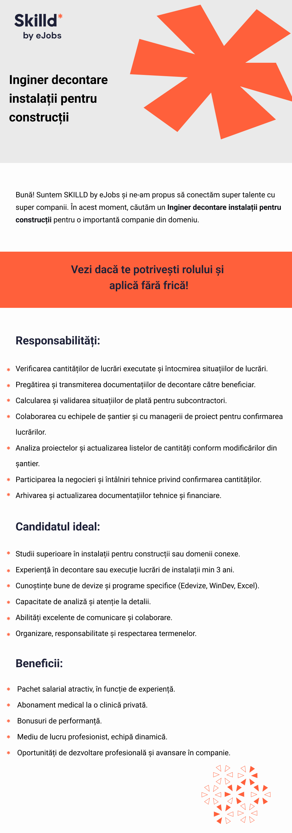 Inginer Decontare Instalații pentru Construcții