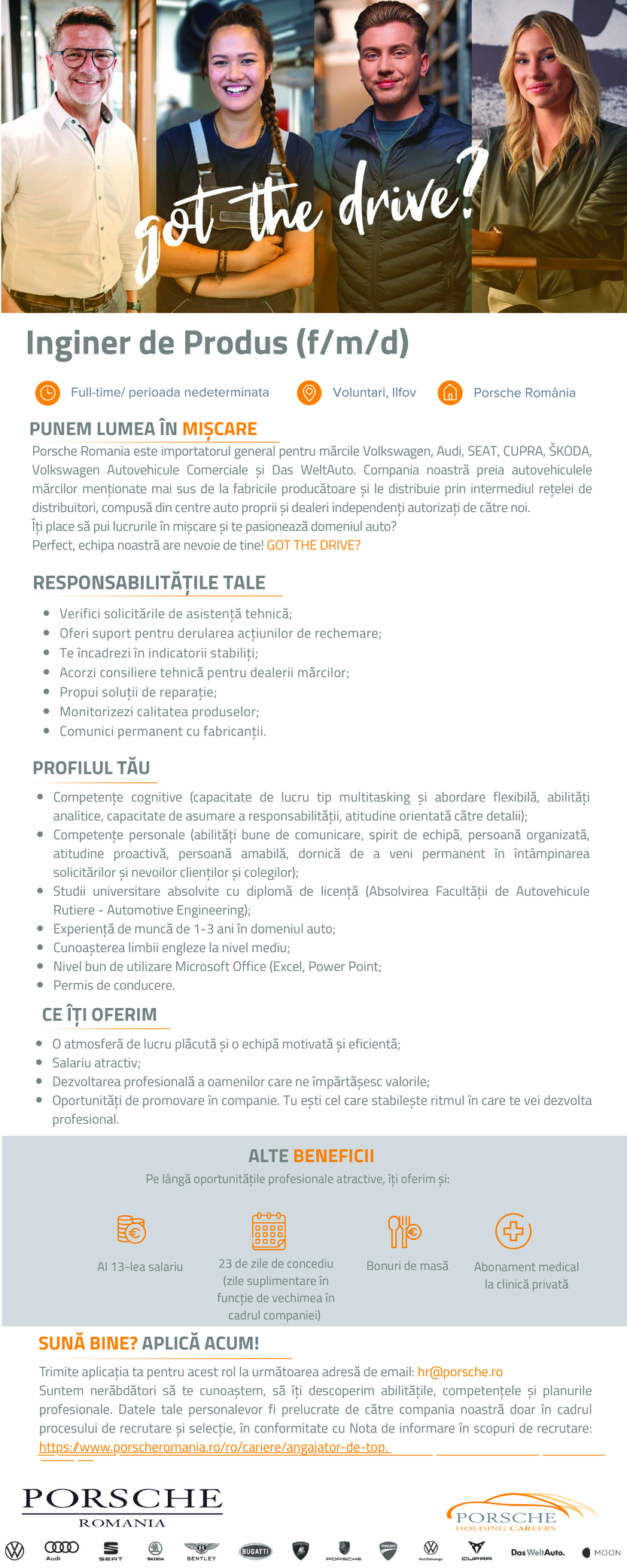 Inginer de Produs, After Sales (f/m/d) - Porsche Romania