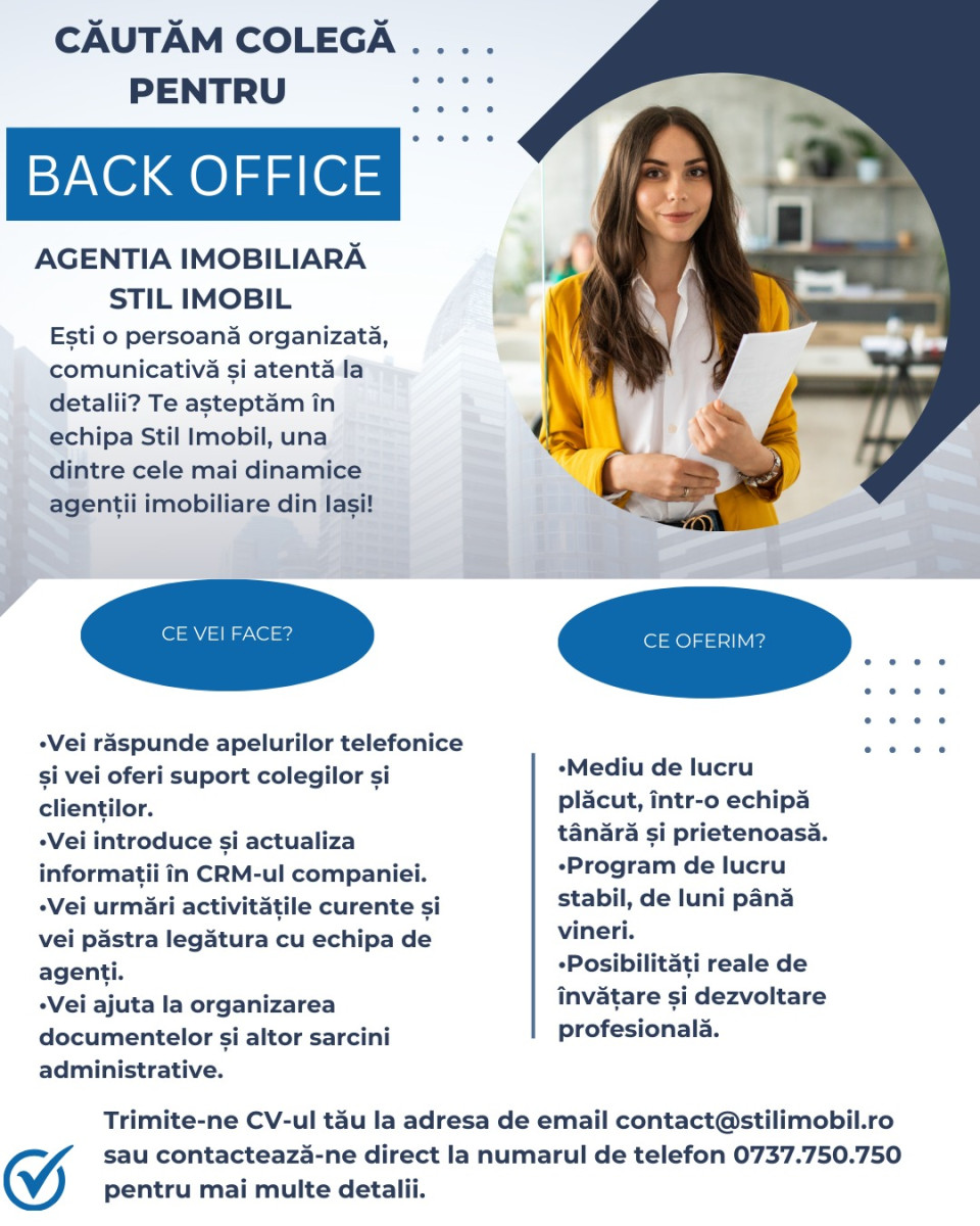 Coleg/ă pentru Back Office – Stil Imobil Iași