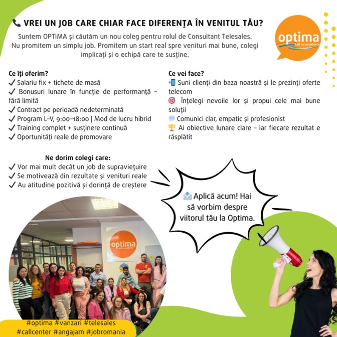 Agent Vânzări Call Center - Limba Română (Vodafone)