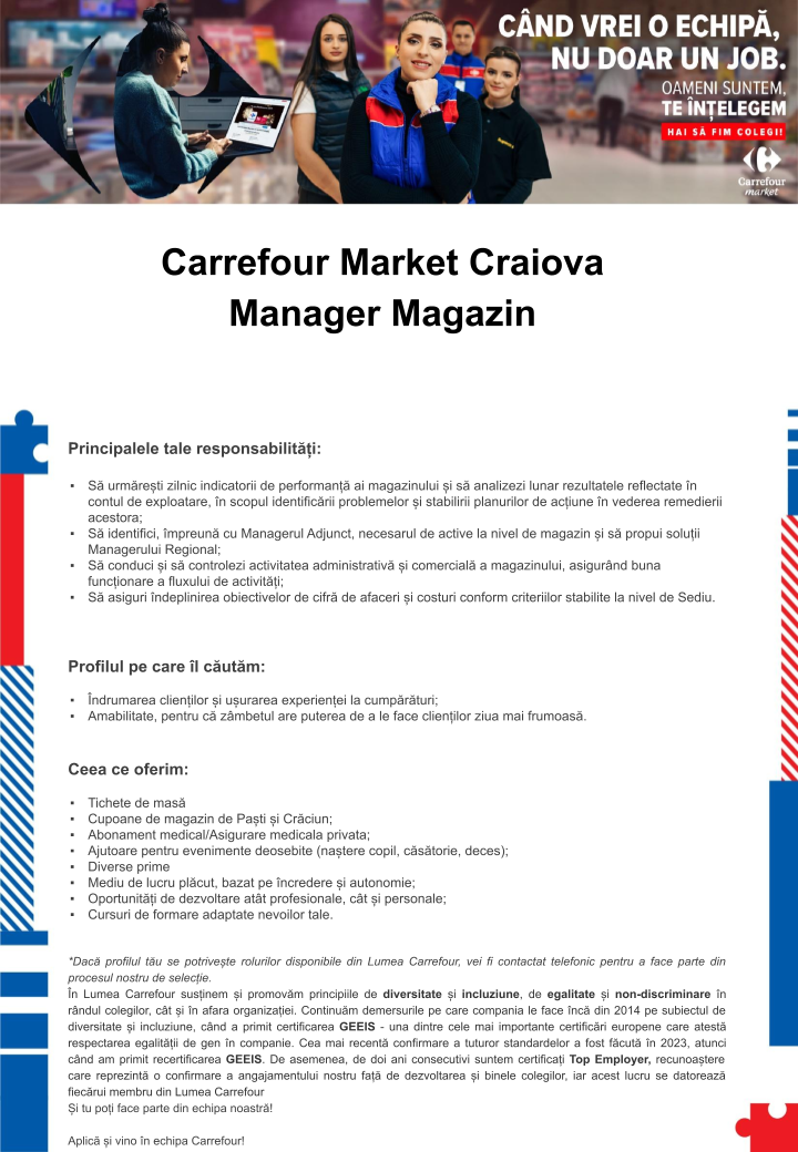 Manager Magazin Supermarket Craiova