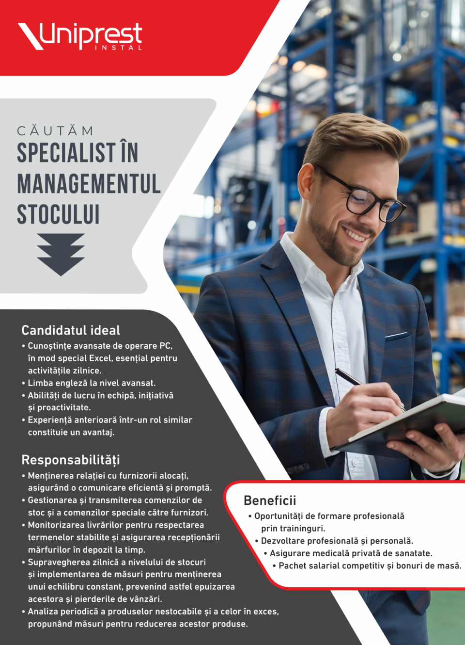 Specialist in managementul stocului