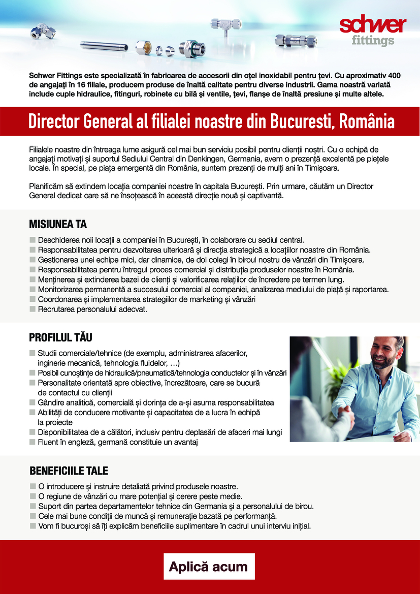 Director General al filialei noastre din București, România (m/f/d)