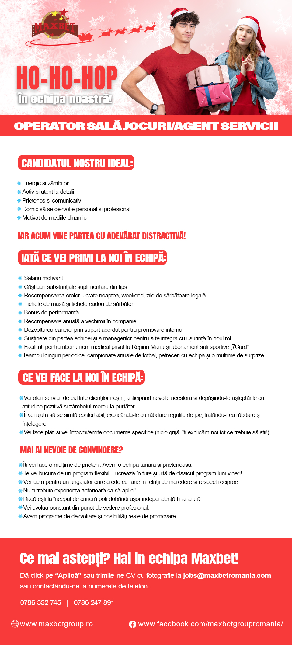 Operator sala jocuri / Agent Servicii Client venit 3700-3750 lei net+bonus+tips