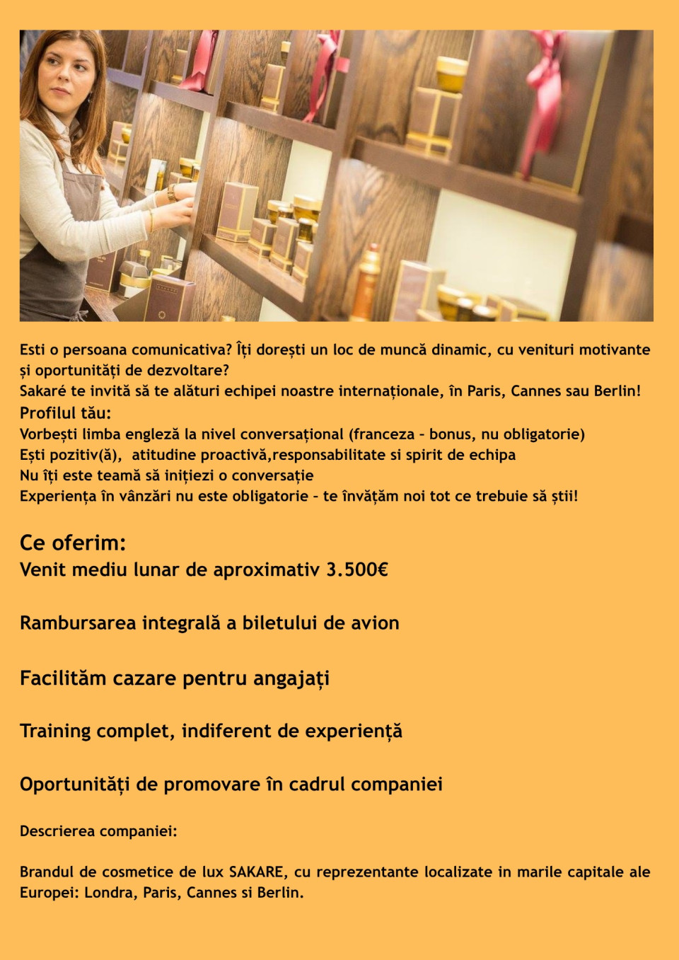 CONSULTANT VANZARI – PARIS & CANNES