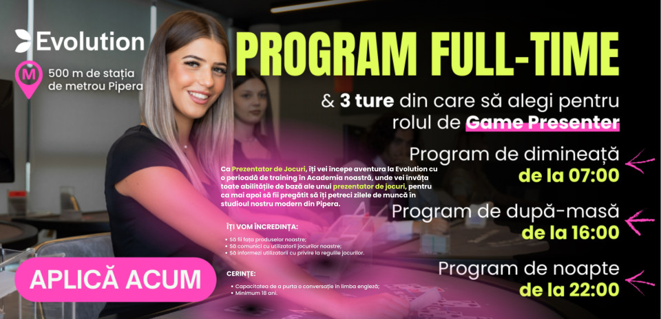 Game Presenter Bucuresti, in limba Engleza, 3400 RON Net + BONUS