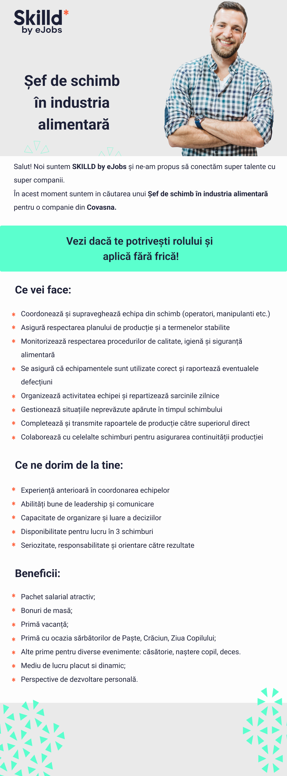 Sef de schimb in industria alimentara