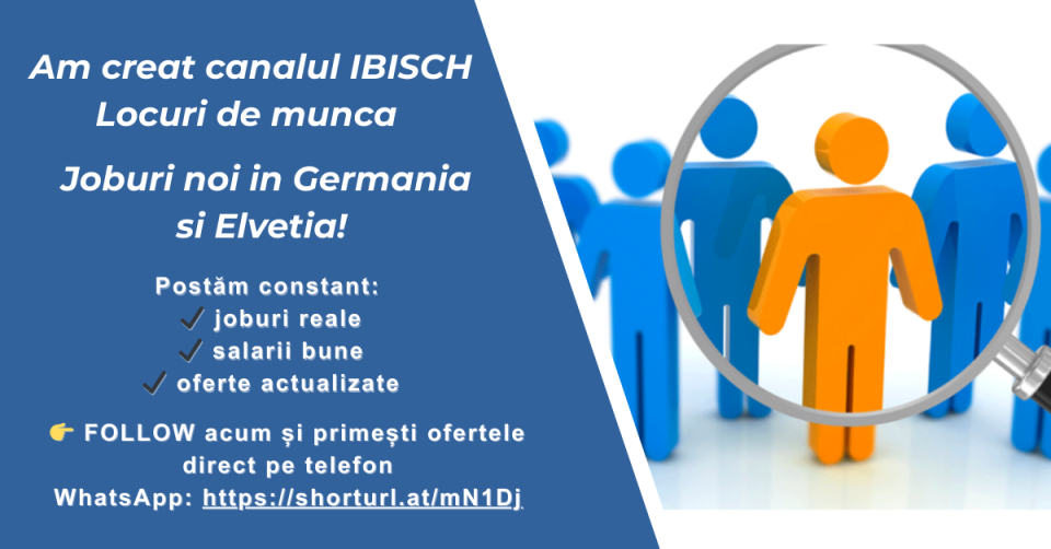 Oportunitati de munca 2026: Germania si Elvetia angajam!
