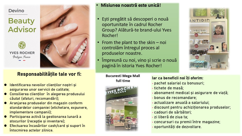 Lucrator Comercial / Beauty Advisor - Mega Mall