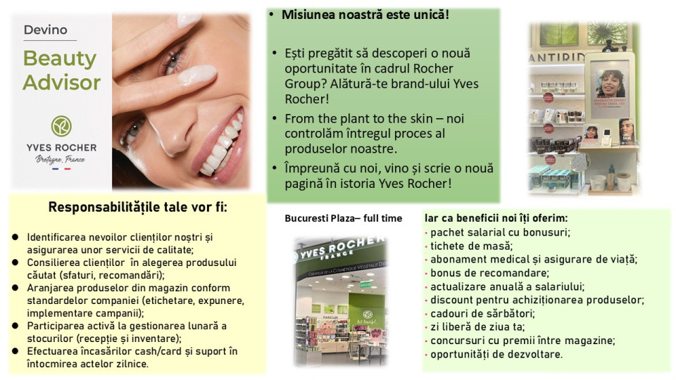 Lucrator Comercial / Beauty Advisor Bucuresti Plaza
