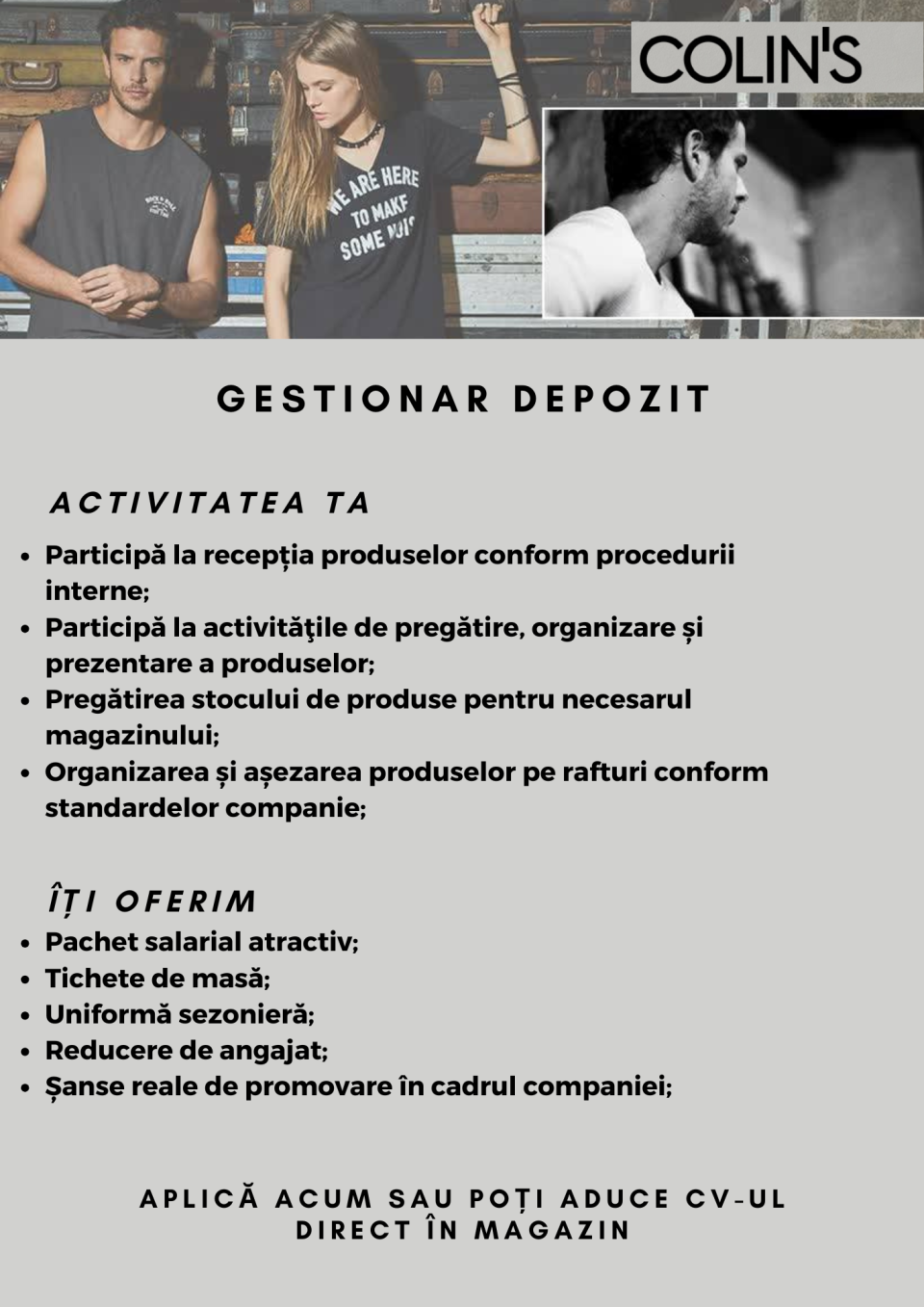 GESTIONAR DEPOZIT AFI COTROCENI, BRASOV SI IASI