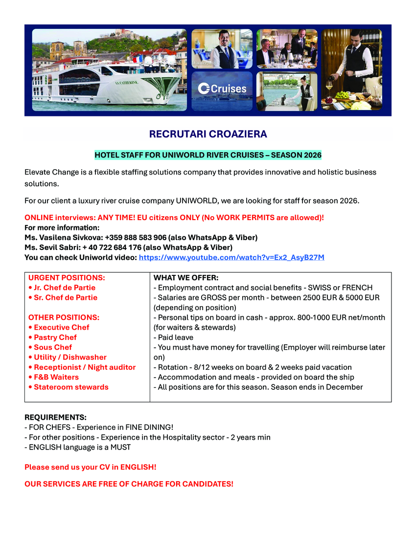 RECRUTARI CROAZIERA