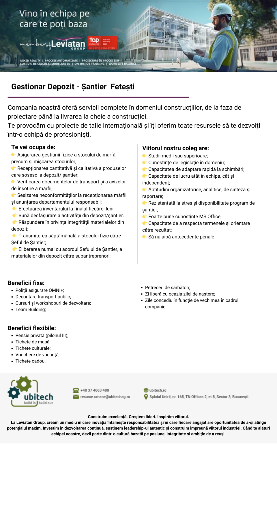 Gestionar Depozit - Santier Fetesti