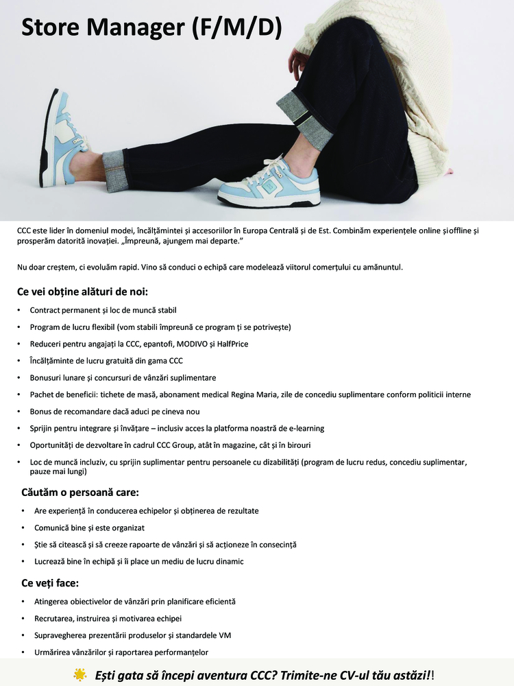 Director Magazin CCC Bucuresti Mall (Vitan) (F/M/D)