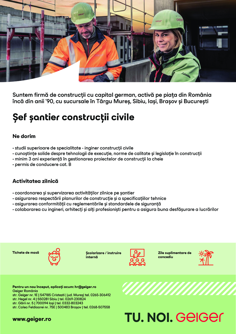 Sef santier construcții civile-Mures