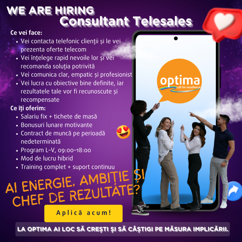 Consultant Telesales - Limba Română (Vodafone)