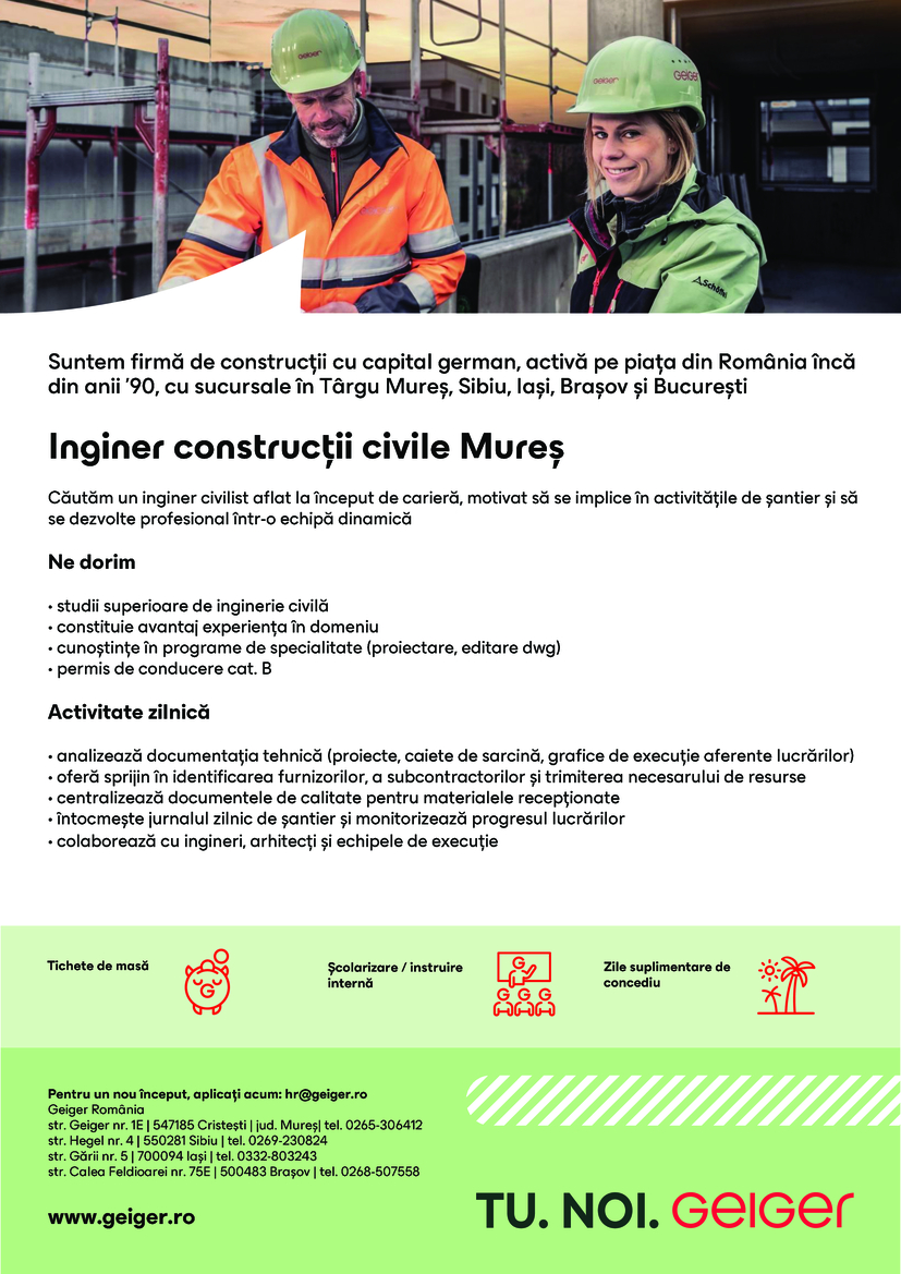 Inginer constructii civile Mures