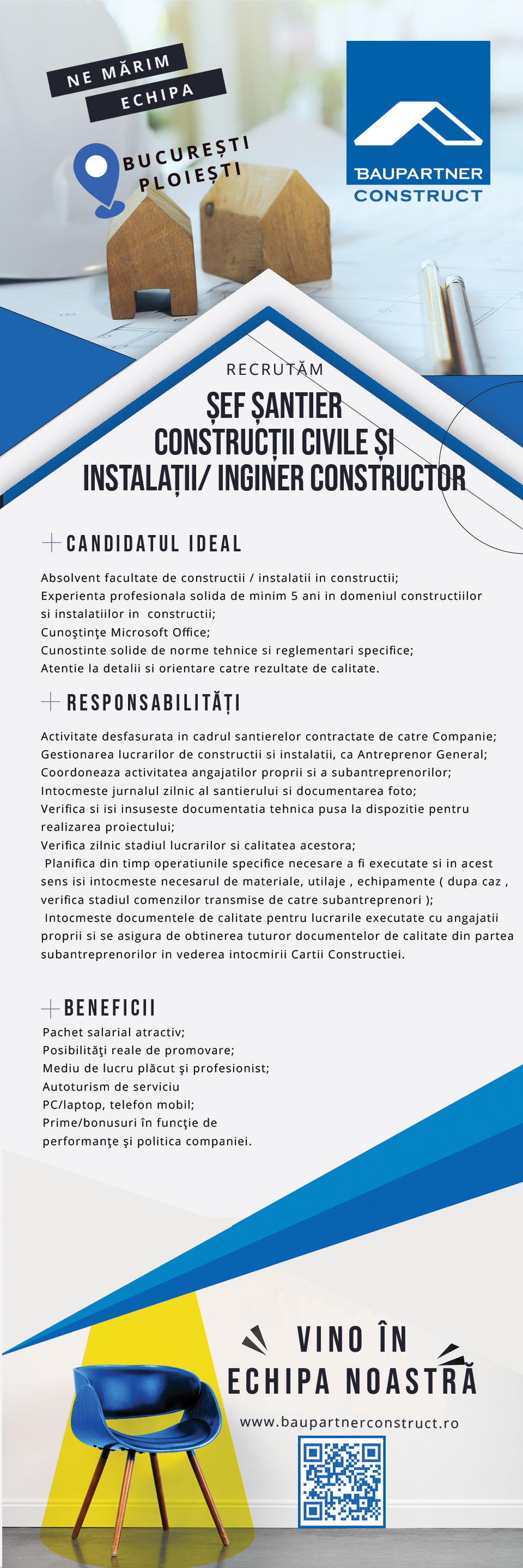 Sef Santier Constructii civile si Instalatii / Inginer constructor
