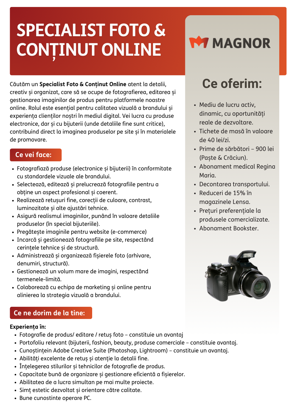 Specialist Foto & Conținut Online