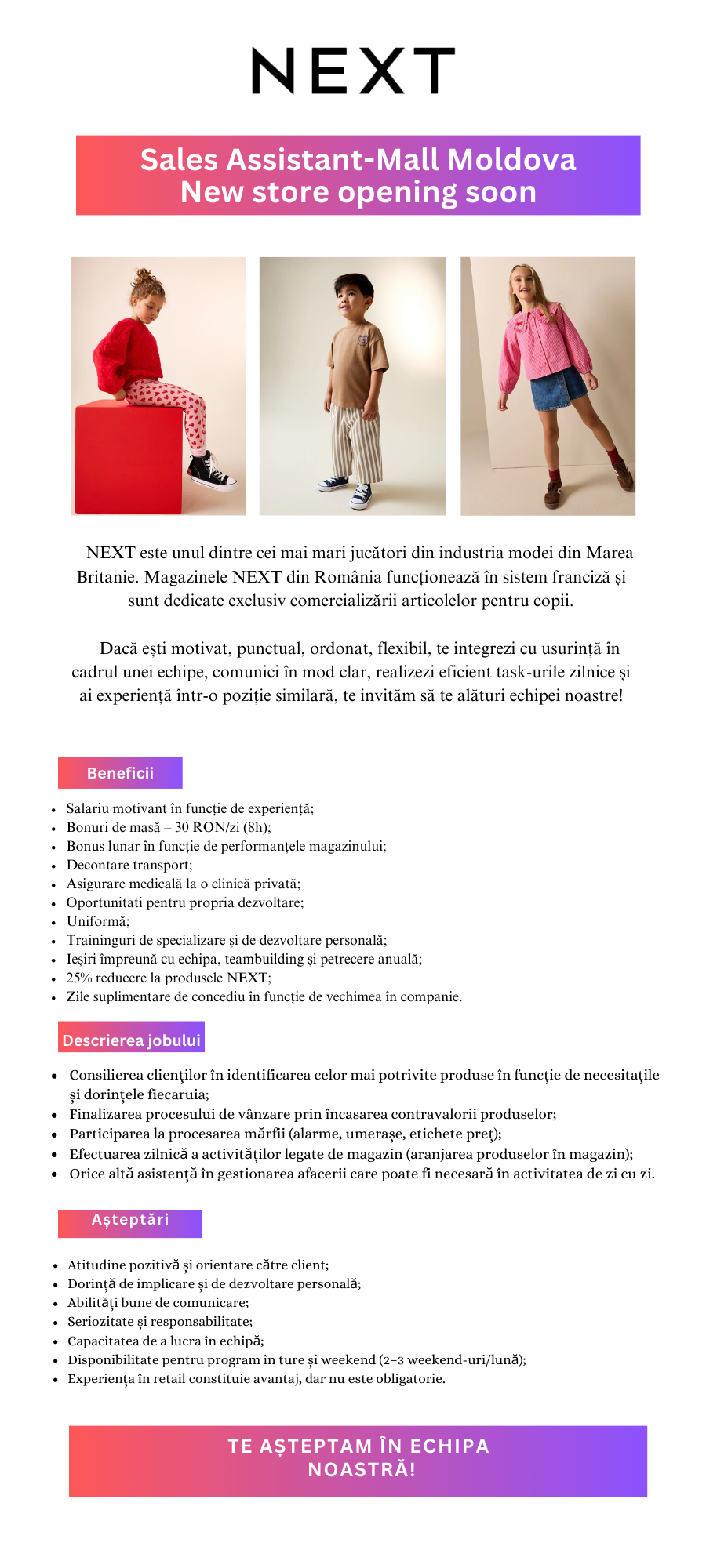Sales Assistant- Mall Moldova