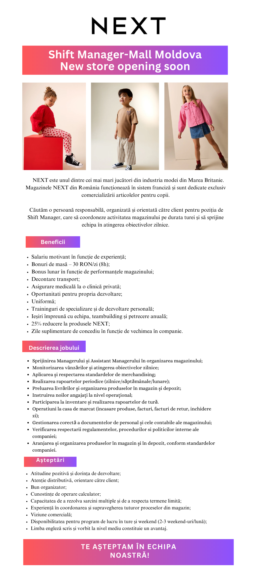Shift Manager-Mall Moldova