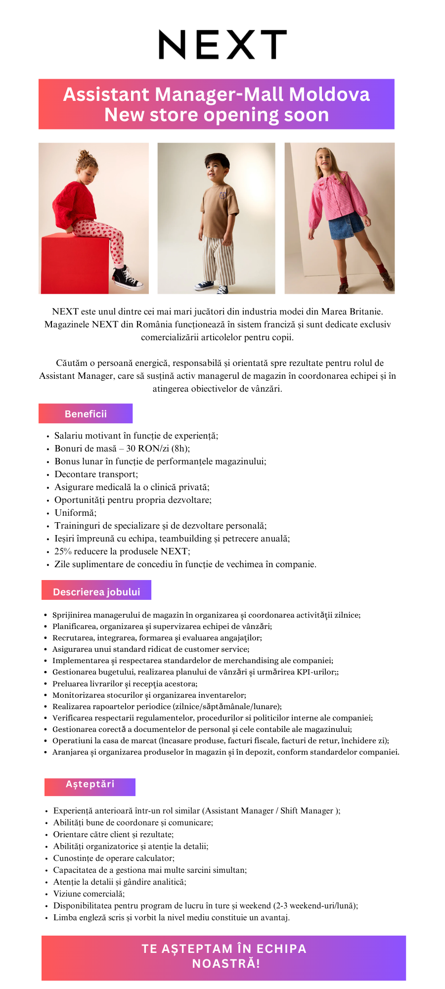 Assistant Manager – Mall Moldova