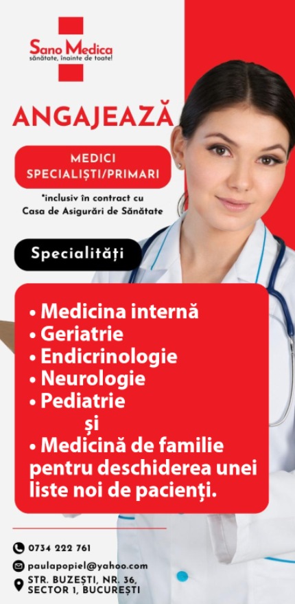 MEDICI Specialisti sau Primari cu si fara experienta pentru angajare / colaborare