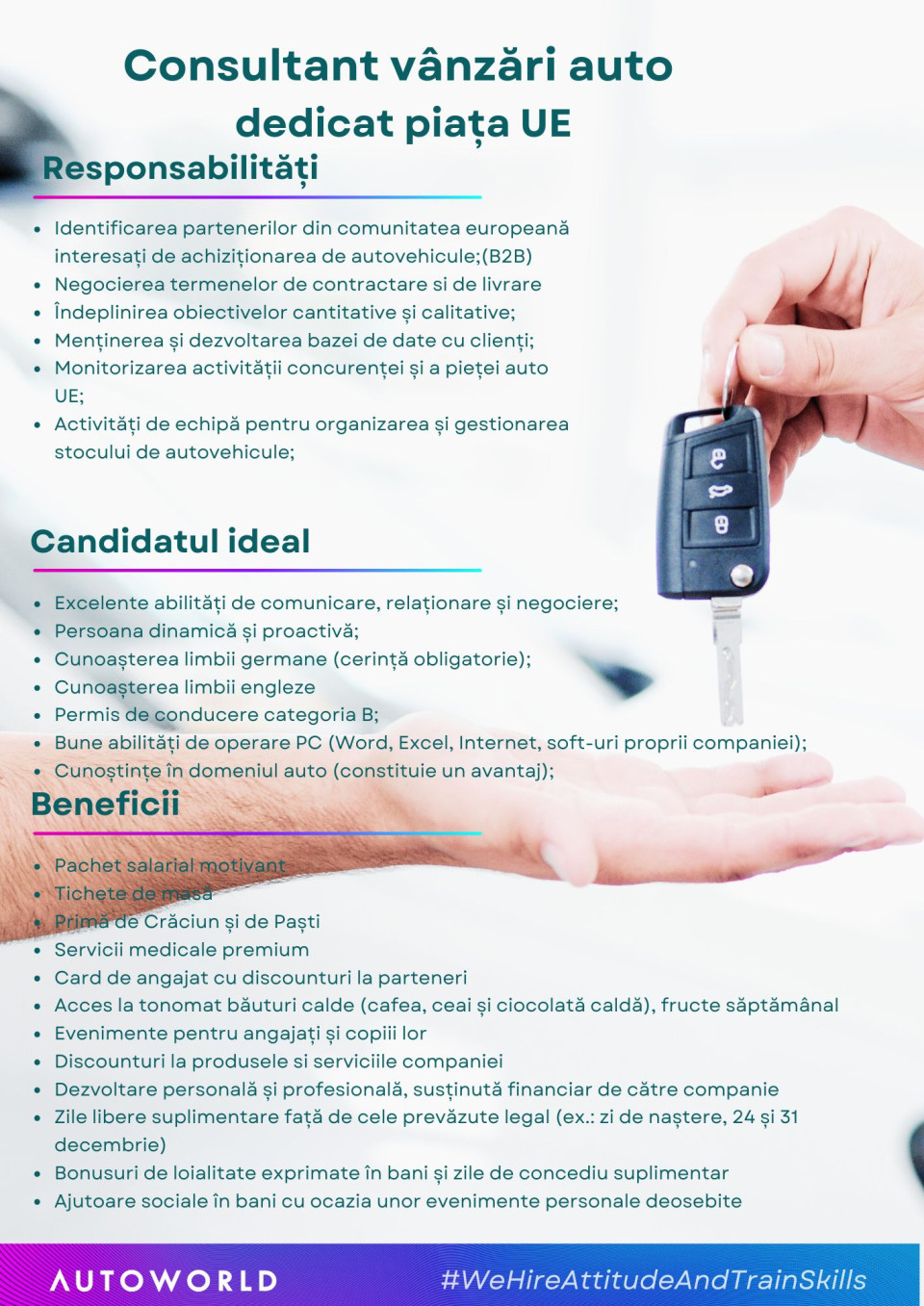 Consultant vanzari auto - dedicat piata UE